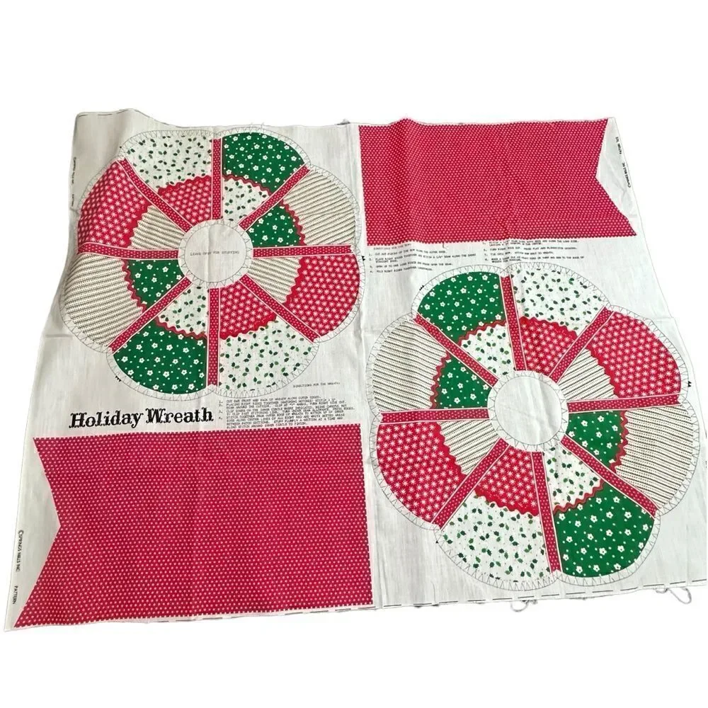 Vintage Lot Cut and Sew Festive Crafts - Wreath, Santa’s Stockings and Apron